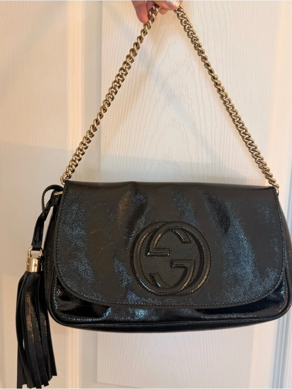 Vintage Gucci Black Patent Leather Soho Bag - Picture 2 of 9
